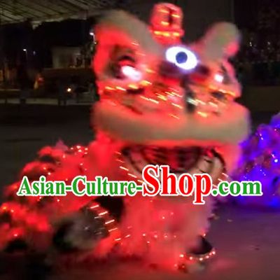 Luminous LED Lights Supreme 100_ Long Natural Wool Chinese Southern Lion Dance Equipments Complete Set
