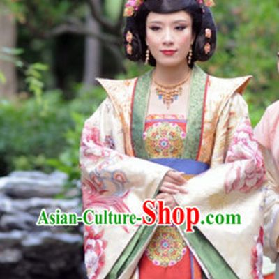 Ancient Chinese Empress Hanfu Garment and Hair Jewelry Complete Set for Women