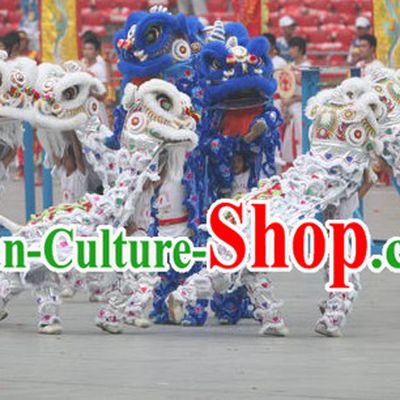 White 2008 Beijing Olympic Games Opening Ceremony 100_ Natural Long Wool Lion Dance Equipments Complete Set