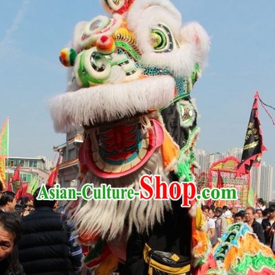 Big Opening Ceremony 100_ Natural Long Wool Lion Dance Equipment Complete Set