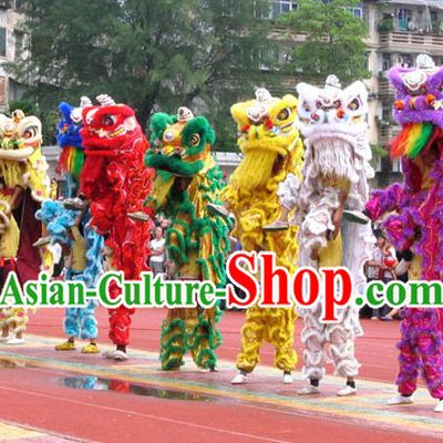 Big Opening Ceremony 100_ Natural Long Wool Lion Dance Equipment Complete Set