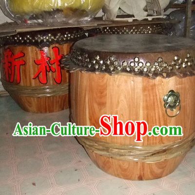 24 Inches Chinese Traditional Big Lion Dance Wooden Drum