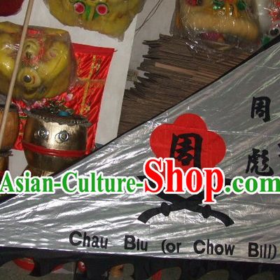 Traditional Chinese Lion Dance Dragon Dance Performance Troupe Big Triangle Banner Giant Flag