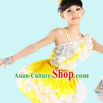 Chinese Peony Flower Dance Costumes for Girls
