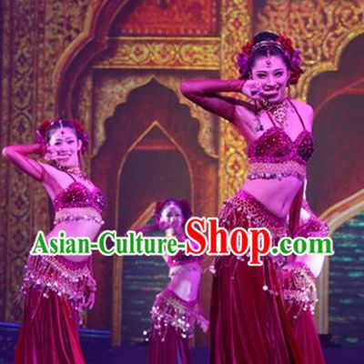 Chinese Stage Performance Arabian Dance Costumes Complete Set for Women