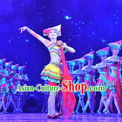 Chinese Stage Performance Ethnic Dance Costumes Complete Set for Women