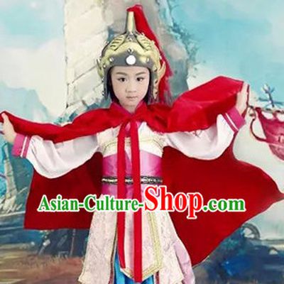 Traditional Chinese Han Dynasty Hua Mulan Costumes Dress Chinese Hanfu Clothing Cloth China Attire Oriental Dresses Complete Set for Kids