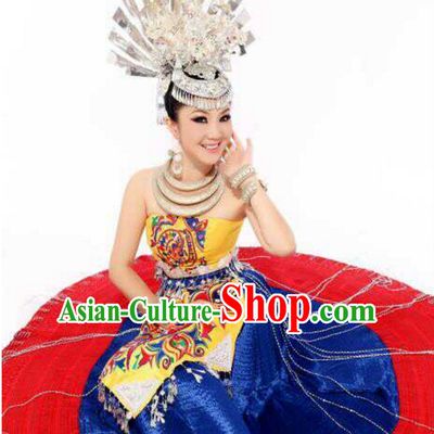 Traditional Chinese Hmong Dress Miao Clothing Cloth China Attire Oriental Dresses Complete Set for Women