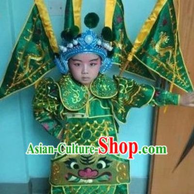 Chinese Beijing Opera Costumes Peking Opera Wusheng Costume Complete Set for Kids
