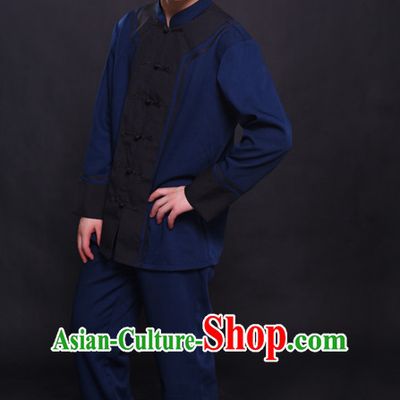 Chinese Chuang Group the Zhuang Nationality Folk Dance Ethnic Wear China Clothing Costume Ethnic Dresses Cultural Dances Costumes Complete Set for Men Boys