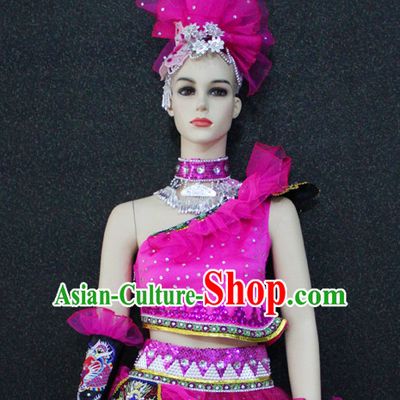 Chinese Nationality Folk Dance Ethnic Wear China Clothing Costume Ethnic Dresses Cultural Dances Costumes Complete Set for Women Girls