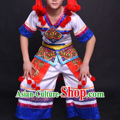 Chinese Yao Nationality Folk Dance Ethnic Wear China Clothing Costume Ethnic Dresses Cultural Dances Costumes Complete Set for Men Boys