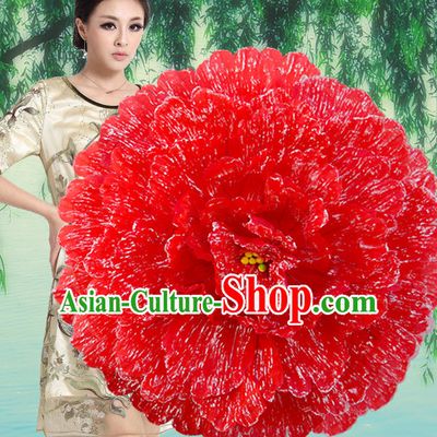 Red Traditional Dance Peony Umbrella Props Flower Umbrellas Dancing Prop Decorations for Women Men Adults