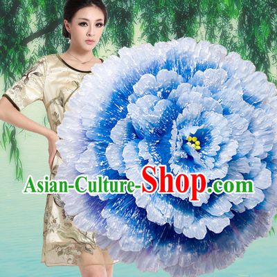 Blue Traditional Dance Peony Umbrella Props Flower Umbrellas Dancing Prop Decorations for Women Men Adults