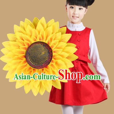 Traditional Dance Sunflower Props Flower Umbrellas Dancing Prop Decorations for Kids Children Girls Boys