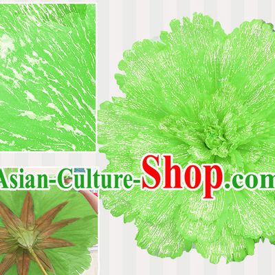 Light Green Traditional Dance Props Flower Umbrella Dancing Prop Decorations for Men Women Adults