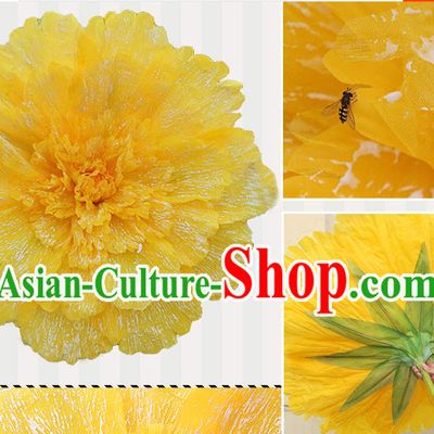 Yellow Traditional Dance Props Flower Umbrella Dancing Prop Decorations for Men Women Adults