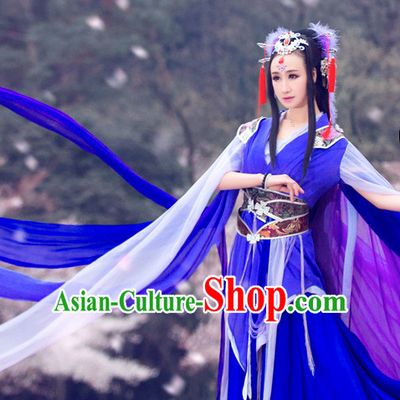 Chinese Traditional Dress Clothing Hanfu National Costumes China Gown Wear and Hair Accessories Complete Set