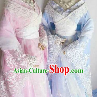 Chinese Traditional Fairy Dress Clothing Hanfu National Costumes China Gown Wear and Hair Accessories Complete Set