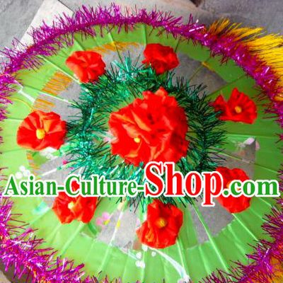 Traditional Dance Props Flower Umbrella Yangge Dancing Prop Folk Decorations for Men Women Adults Kids Children
