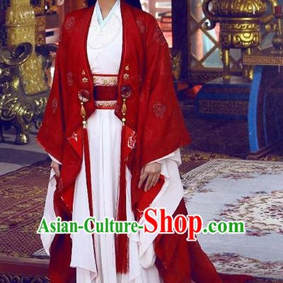 Ancient Chinese Embroidered Lady Garment and Hair Jewelry Complete Set for Women