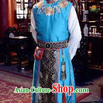 Qing Dynasty Chinese Kang Xi Emperor Garment and Hat Complete Set for Men