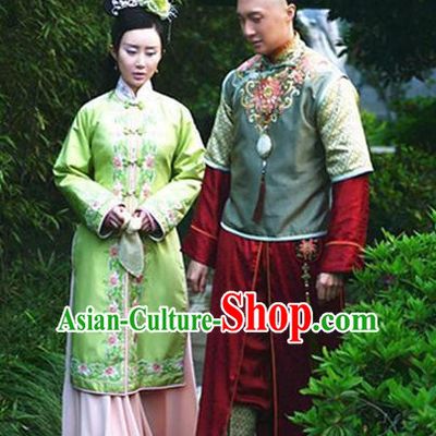 Qing Dynasty Chinese Imperial Lady Garment and Hair Jewelry Complete Set for Women
