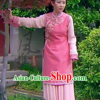 Qing Dynasty Chinese Imperial Palace Lady Garment and Hair Jewelry Complete Set for Women