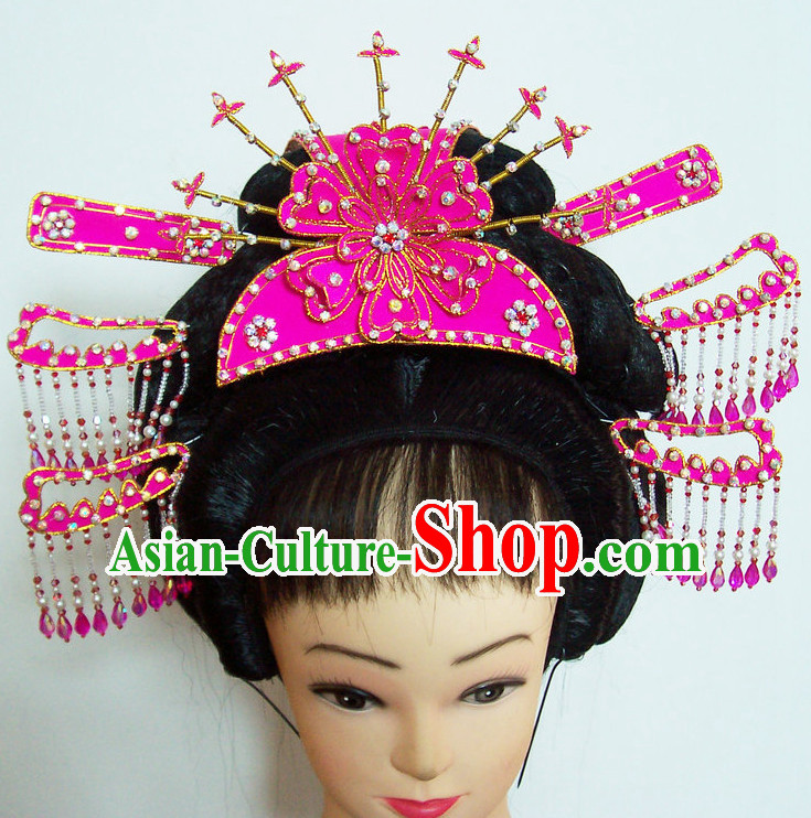 Chinese Ancient Style Lady Black Wigs and Hairpin Headwear Hair Accessories Set for Women
