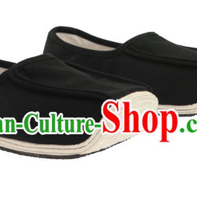 Chinese Traditional Black Handmade Fabric Shoes for Men