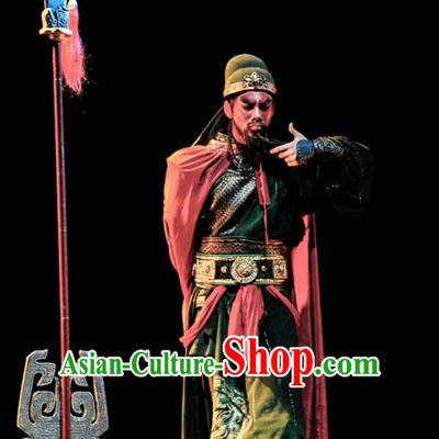 Chinese Classical Gwan Gong Guan Yu Dancing Dance Costumes Complete Set for Men