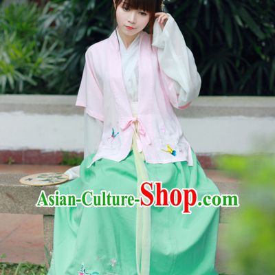 Traditional Chinese Han Dynasty Noblewoman Blouse Skirt and Hair Jewelry Complete Set for Women