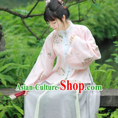 Traditional Chinese Ming Dynasty Noblewoman Clothes Blouse Skirt and Hair Jewelry Complete Set for Women