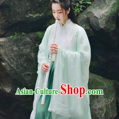 Traditional Chinese Han Dynasty Musician Clothing Blouse Skirt and Hair Jewelry Complete Set for Women