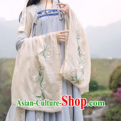 Traditional Chinese Ancient Tang Dynasty Hanfu Suits Dress Skirt and Hair Jewelry Complete Set for Women