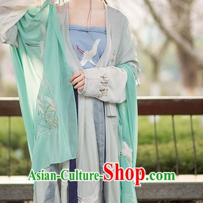 Traditional Chinese Ancient Han Dynasty Hanfu Suits Dress Skirt and Hair Jewelry Complete Set for Women