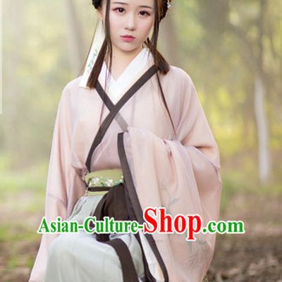 Traditional Chinese Ancient Han Dynasty Hanfu Garment Suits Dress Skirt and Hair Jewelry Complete Set for Women
