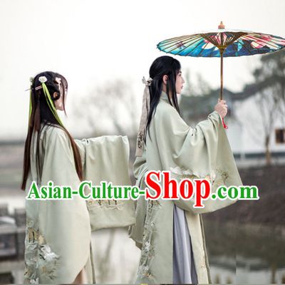 Traditional Chinese Ancient Han Dynasty Embroidered Clothing Complete Set for Women and Men