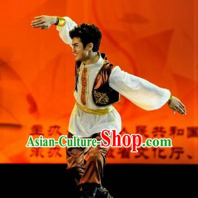 Xinjiang Chinese Traditional Dance Costume Folk Dancing Costumes Traditional Chinese Dance Costumes Asian Dance Costumes Complete Set for Men