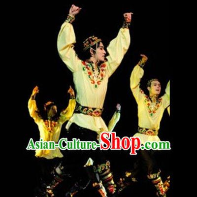 Xinjiang Chinese Traditional Dance Costume Folk Dancing Costumes Traditional Chinese Dance Costumes Asian Dance Costumes Complete Set for Men