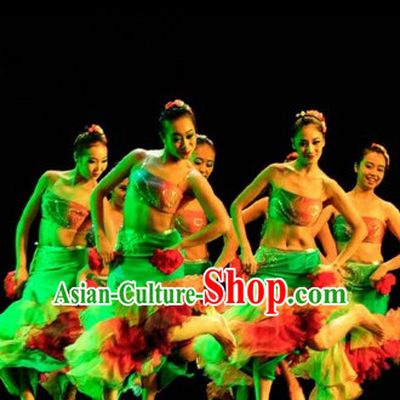 Dai Minority Ethnic Chinese Traditional Dance Costume Folk Dancing Costumes Traditional Chinese Dance Costumes Asian Dance Costumes Complete Set for Women