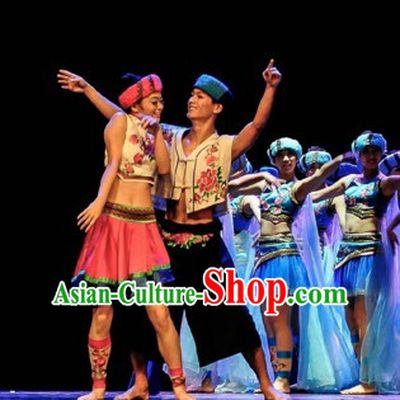 Miao Minority Ethnic Chinese Traditional Dance Costume Folk Dancing Costumes Traditional Chinese Dance Costumes Asian Dance Costumes Complete Set for Women
