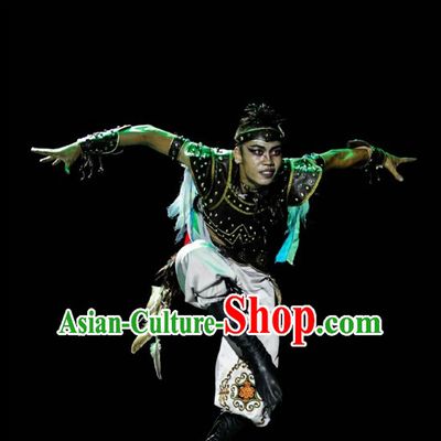 Ethnic Traditional Dance Costume Folk Dancing Costumes Traditional Chinese Dance Costumes Asian Dance Costumes Complete Set for Men