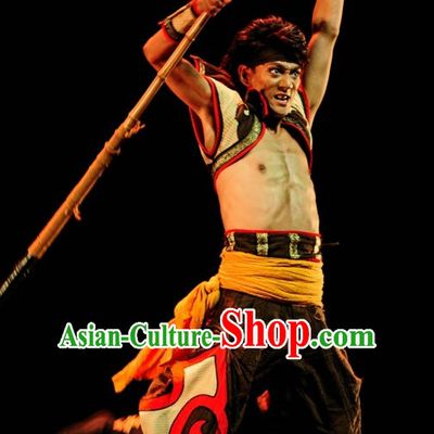 Ethnic Traditional Dance Costume Folk Dancing Costumes Traditional Chinese Dance Costumes Asian Dance Costumes Complete Set for Men