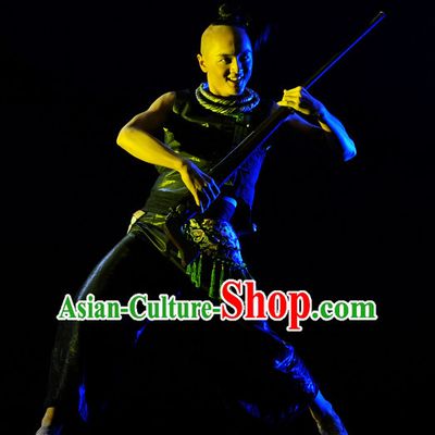 Chinese Classic Dance Costume Folk Dancing Costumes Traditional Chinese Dance Costumes Asian Dancewear Complete Set for Men Boys