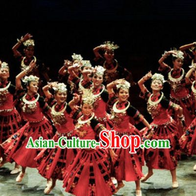 Chinese Classical Miao Dance Costume Folk Dancing Costumes Traditional Chinese Dance Costumes Asian Dancewear Complete Set for Men Boys