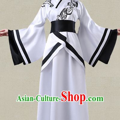 White Hanfu Clothing Custom Traditional Han Dynasty Chinese Hanfu Dreses Han Clothing Hanzhuang Historical Dress and Accessories Complete Set