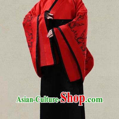 Red Hanfu Clothing Custom Traditional Han Dynasty Chinese Hanfu Dreses Han Clothing Hanzhuang Historical Dress and Accessories Complete Set