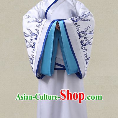 Blue Hanfu Clothing Custom Traditional Han Dynasty Chinese Hanfu Dreses Han Clothing Hanzhuang Historical Dress and Accessories Complete Set