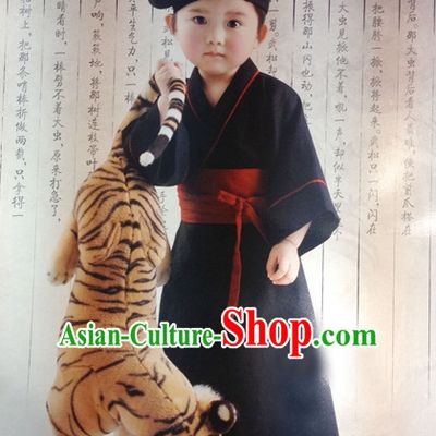 Ancient Chinese Style Wu Song Superhero Costumes Clothing and Hat for Kids